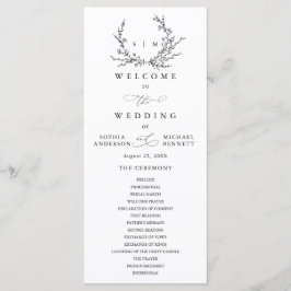 Minimalist Floral Line Art Wedding Program プログラム