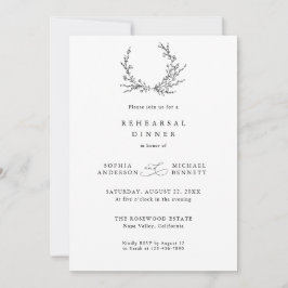 Minimalist Floral Line Art Wedding Rehearsal   招待状