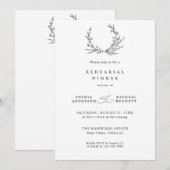 Minimalist Floral Line Art Wedding Rehearsal   招待状 (正面/裏面)