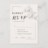 Minimalist Floral Line Art Wedding RSVP Card (正面)