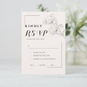 Minimalist Floral Line Art Wedding RSVP Card (スタンド正面)