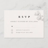 Minimalist Floral Line Art Wedding RSVP Card (正面)