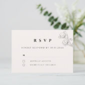 Minimalist Floral Line Art Wedding RSVP Card (スタンド正面)