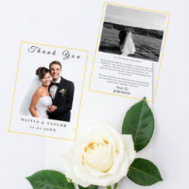 Minimalist Floral Line Art Wedding Thank You Card サンキューカード