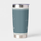 Minimalist Floral Line Art Zen Coastal Blue Ivory 保温保冷タンブラー (左面)