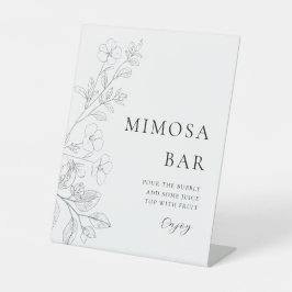 Minimalist Floral Mimosa Bar Sign 台座サイン