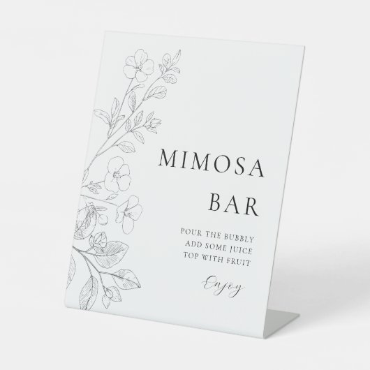 Minimalist Floral Mimosa Bar Sign 台座サイン (正面)