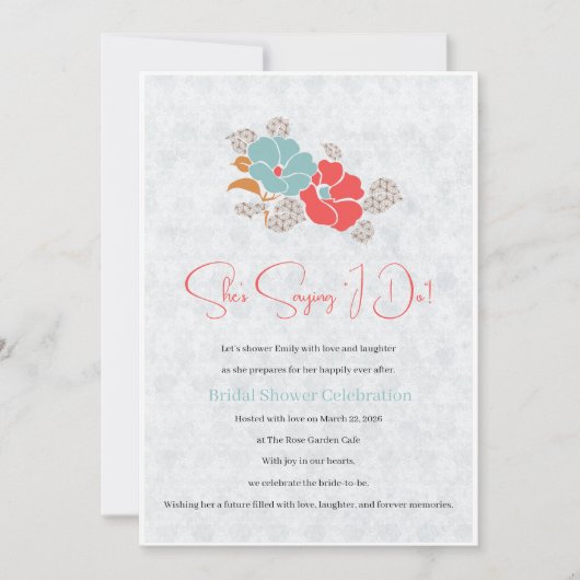 Minimalist Floral Monogram 招待状 (正面)