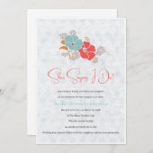 Minimalist Floral Monogram 招待状 (正面/裏面)