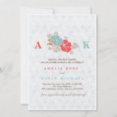 Minimalist Floral Monogram 招待状 (正面)