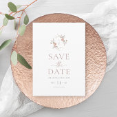 Minimalist Floral Monogram Save the Date Card 招待状
