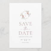 Minimalist Floral Monogram Save the Date Card 招待状 (正面)