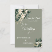 Minimalist Floral Muted Green Save The Date セーブザデート (正面)