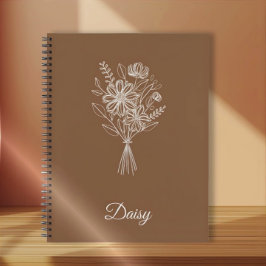 Minimalist Floral Notebook – Personalized Name  ノートブック