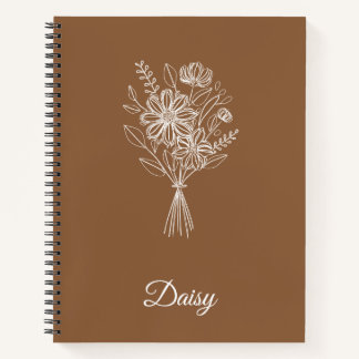 Minimalist Floral Notebook – Personalized Name ノートブック
