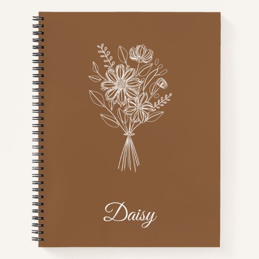 Minimalist Floral Notebook – Personalized Name  ノートブック (正面)