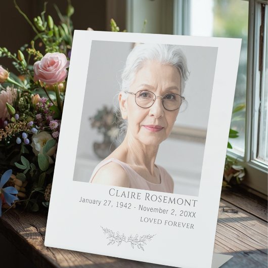 Minimalist Floral Photo Funeral Pedestal Sign 台座サイン