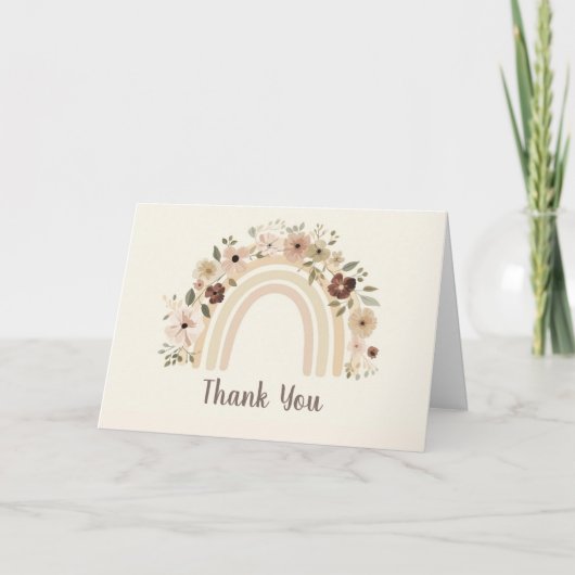 Minimalist Floral Rainbow Birthday Thank You Card サンキューカード (正面)