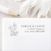 Minimalist Floral Return Address Labels ラベル (インサイチュ)