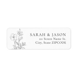 Minimalist Floral Return Address Labels ラベル