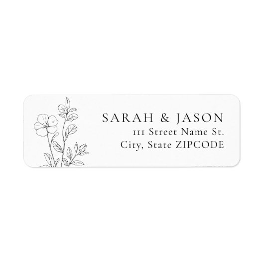 Minimalist Floral Return Address Labels ラベル (正面)