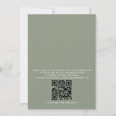 Minimalist Floral Sage Green Chic QR Code Wedding 招待状 (裏面)