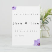 Minimalist Floral Save the Date Wedding Card (スタンド正面)