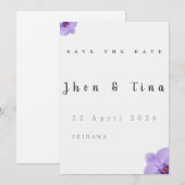 Minimalist Floral Save the Date Wedding Card (正面/裏面)