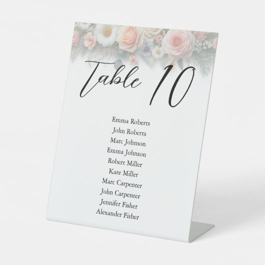 Minimalist Floral Script Wedding Seating Plan 台座サイン (正面)