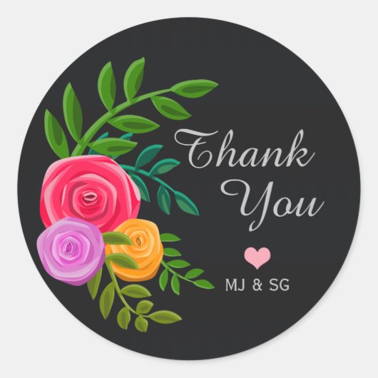 Minimalist Floral Thank You Custom ラウンドシール (正面)