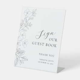 Minimalist Floral Wedding Guest Book Sign 台座サイン