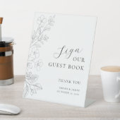 Minimalist Floral Wedding Guest Book Sign 台座サイン (インサイチュ)