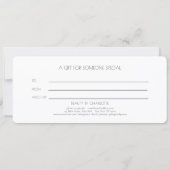 Minimalist Floral White Salon Gift Certificates (裏面)
