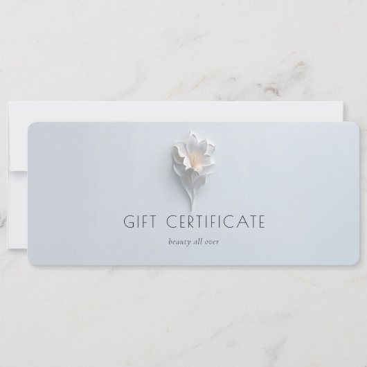 Minimalist Floral White Salon Gift Certificates (正面)