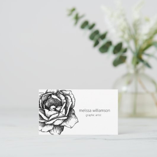 Minimalist Floral with QR Code  名刺 (スタンド正面)