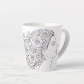 Minimalist Floral Woman Profile Art Mug カフェラテマグ (右アングル)