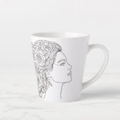 Minimalist Floral Woman Profile Art Mug カフェラテマグ (右)