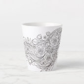 Minimalist Floral Woman Profile Art Mug カフェラテマグ (正面)