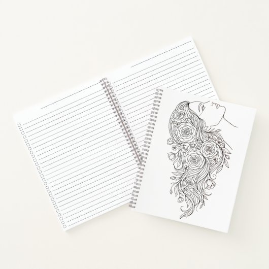 Minimalist Floral Woman Profile Notebook ノートブック (内部)