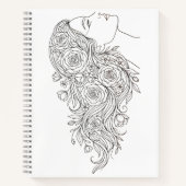 Minimalist Floral Woman Profile Notebook ノートブック (正面)