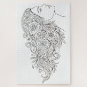 Minimalist Floral Woman Profile Puzzle ジグソーパズル (縦)