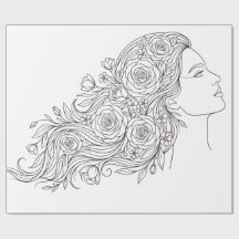 Minimalist Floral Woman Wrapping Paper