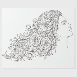 Minimalist Floral Woman Wrapping Paper ラッピングペーパー