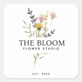 Minimalist Florist Flower Bouquet Label スクエアシール