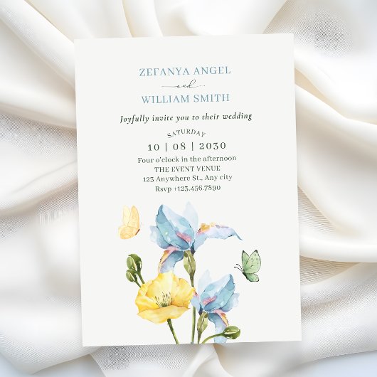 Minimalist flower bouquet wedding 招待状