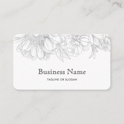 Minimalist Flower Line Art Business Name QRCode 名刺 (正面)