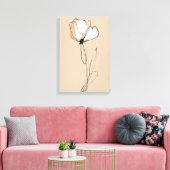 Minimalist Flower Line Art | Neutral Abstract  キャンバスプリント (インサイチュ (リビング))