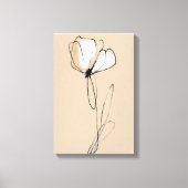 Minimalist Flower Line Art | Neutral Abstract  キャンバスプリント (正面)