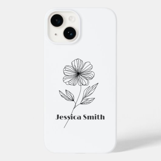 Minimalist Flower Line Drawing custom name Case-Mate iPhoneケース (裏面)