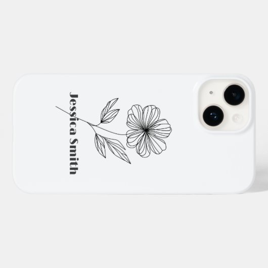 Minimalist Flower Line Drawing custom name Case-Mate iPhoneケース (裏面 (横))